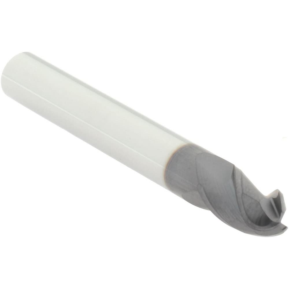 Ball End Mill: 0.25" Dia, 0.375" LOC, 3 Flute, Solid Carbide