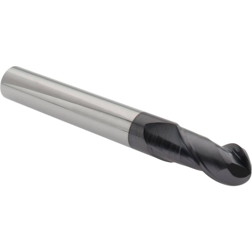 Ball End Mill: 0.5" Dia, 1" LOC, 2 Flute, Solid Carbide