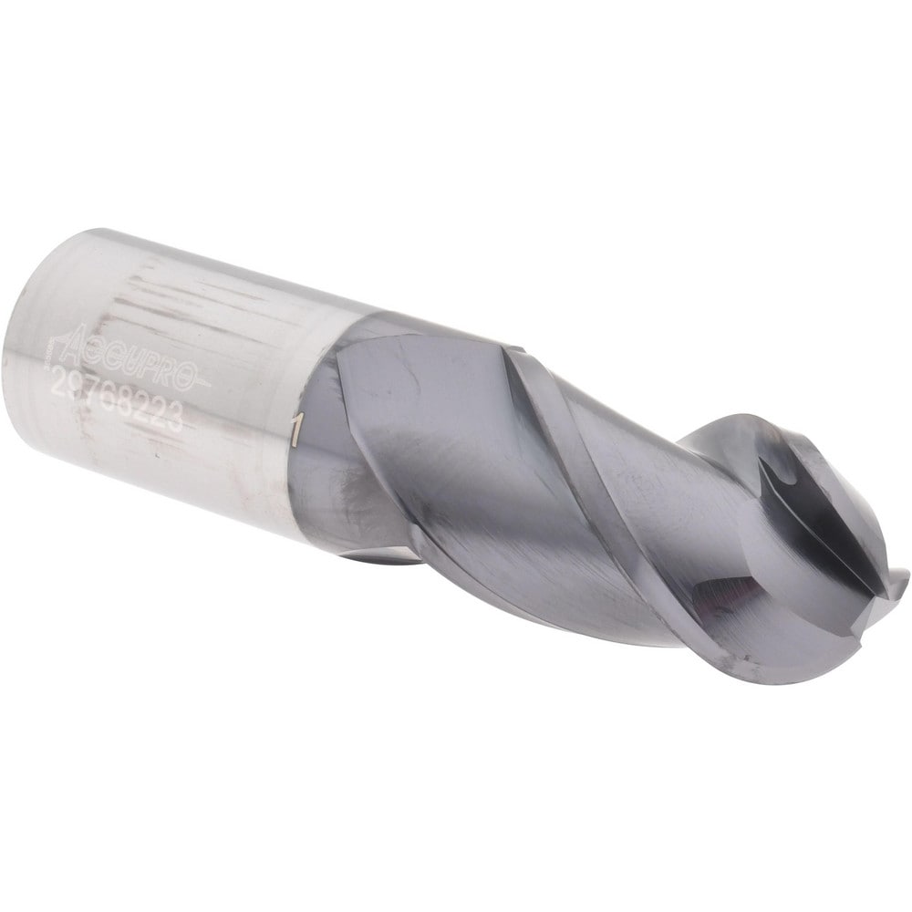 Ball End Mill: 1" Dia, 1.75" LOC, 3 Flute, Solid Carbide