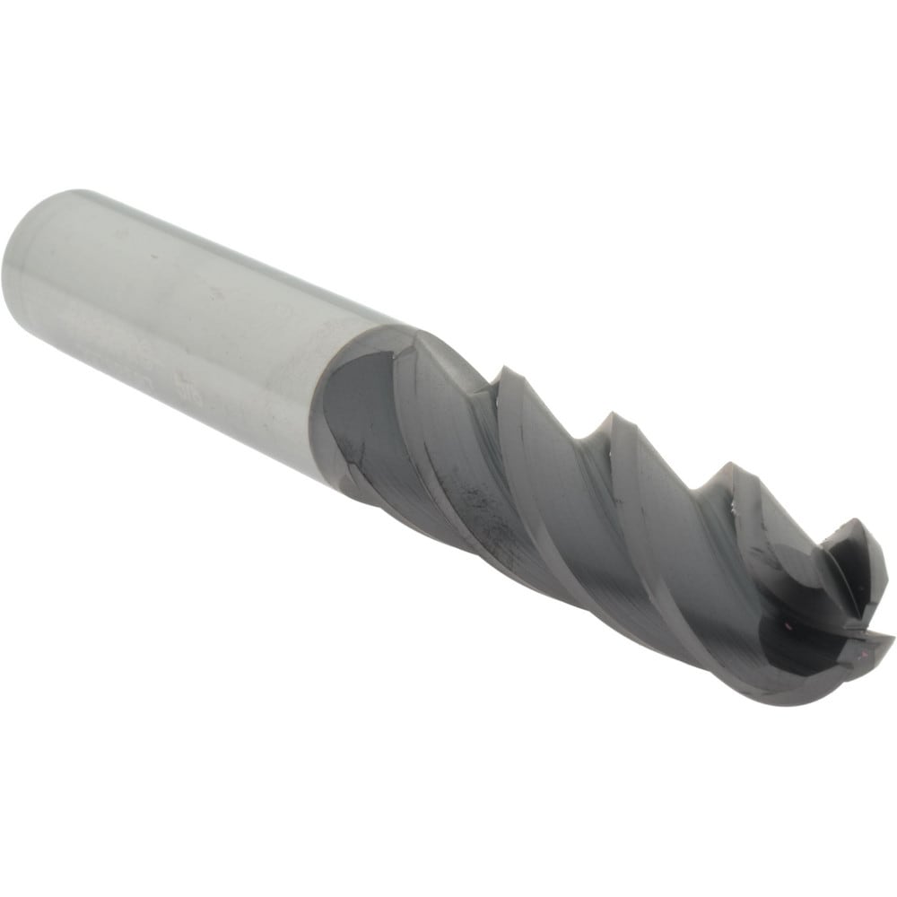 Ball End Mill: 0.625" Dia, 2.125" LOC, 4 Flute, Solid Carbide