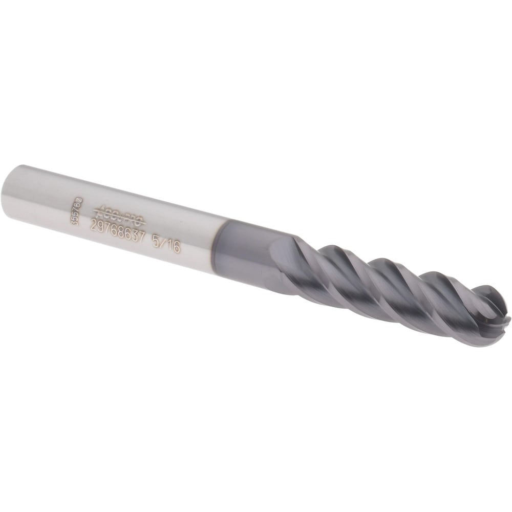 Accupro 14788702 Ball End Mill: 0.313" Dia, 1.125" LOC, 4 Flute, Solid Carbide 