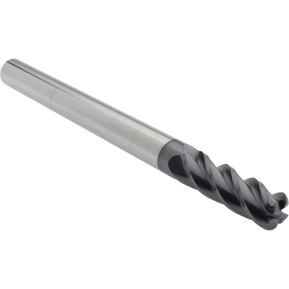 Corner Radius End Mill: 1/2" Dia, 1-1/2" LOC, 0.1300" Radius, 4 Flute, Solid Carbide