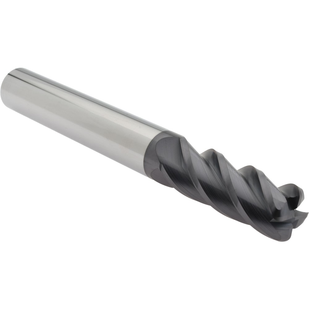 Corner Radius End Mill: 3/4" Dia, 2" LOC, 0.1300" Radius, 4 Flute, Solid Carbide