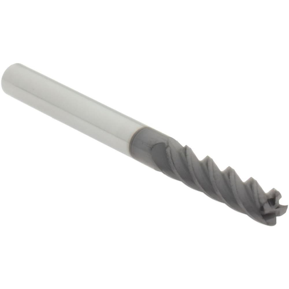 Corner Radius End Mill: 1/8" Dia, 1/2" LOC, 0.0200" Radius, 4 Flute, Solid Carbide