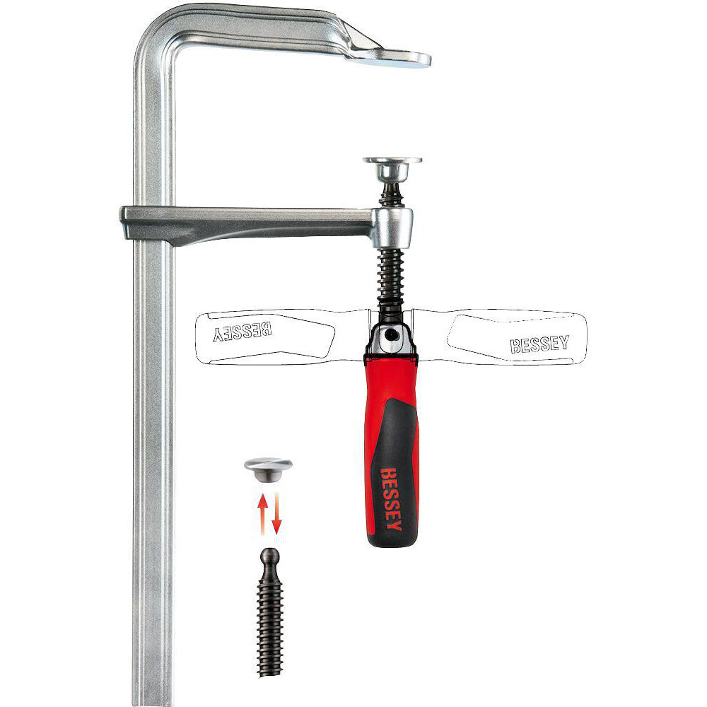 Sliding Arm Bar Clamps: Clamp Type: F-Style; Maximum Capacity (Inch - 2 Decimals): 20.00; Handle Style: Pivot - 1100 lb Clamping Pressure, Series GZ