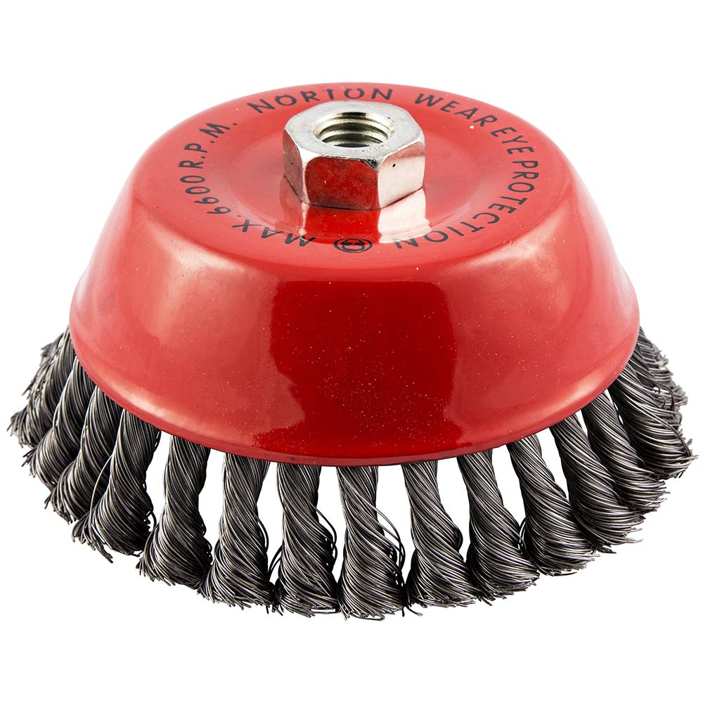 Norton 6" Diam 5/811 Threaded Arbor Carbon Steel Fill Cup Brush