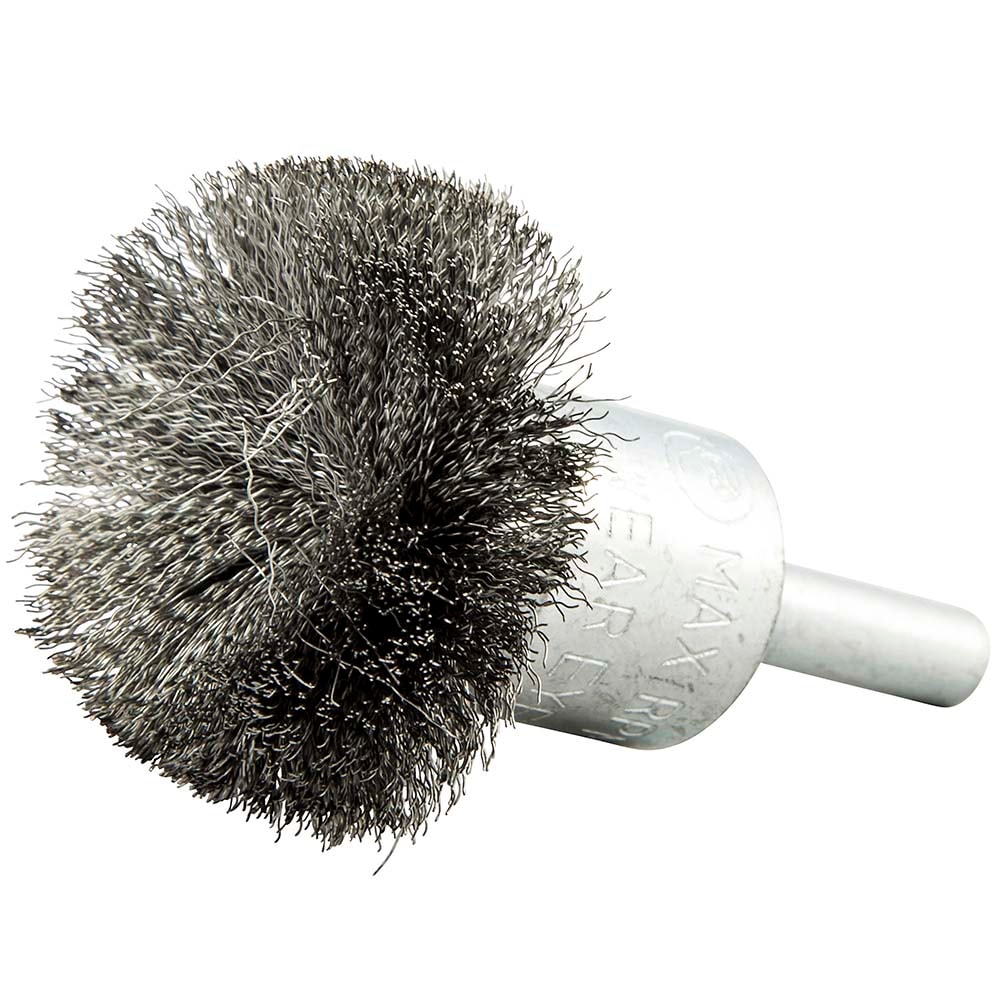End Brushes: 1-1/2" Dia, Carbon Steel, Crimped Wire