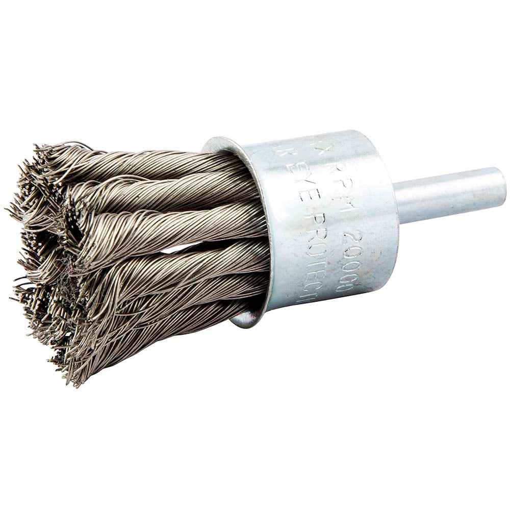 End Brushes: 1" Dia, Stainless Steel, Knotted Wire