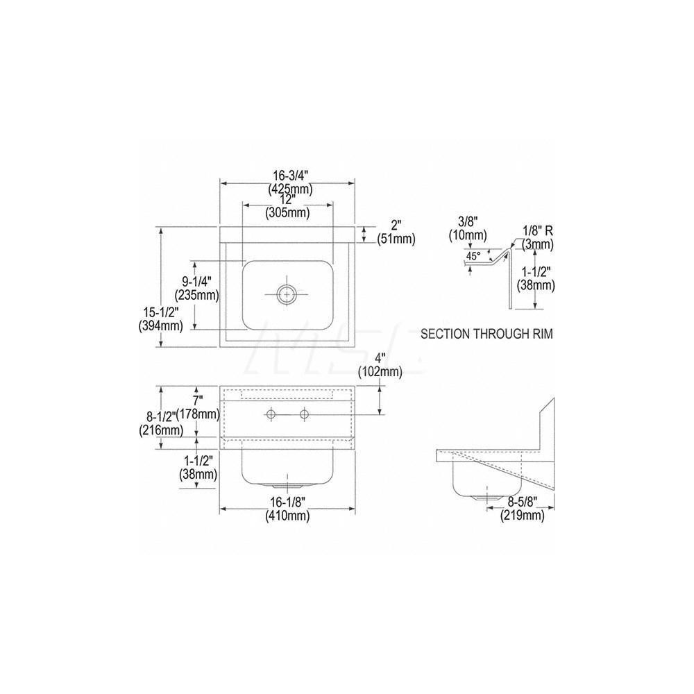 ELKAY® Hand Sink 304 Stainless Steel MSC Industrial Supply Co.