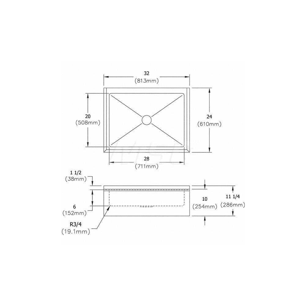 ELKAY® Mop Sink Floor Mount, 3 Stainless Steel MSC Direct