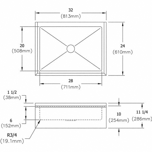 ELKAY Stainless Steel Sinks Type Mop SinkFloor Mounted Outside