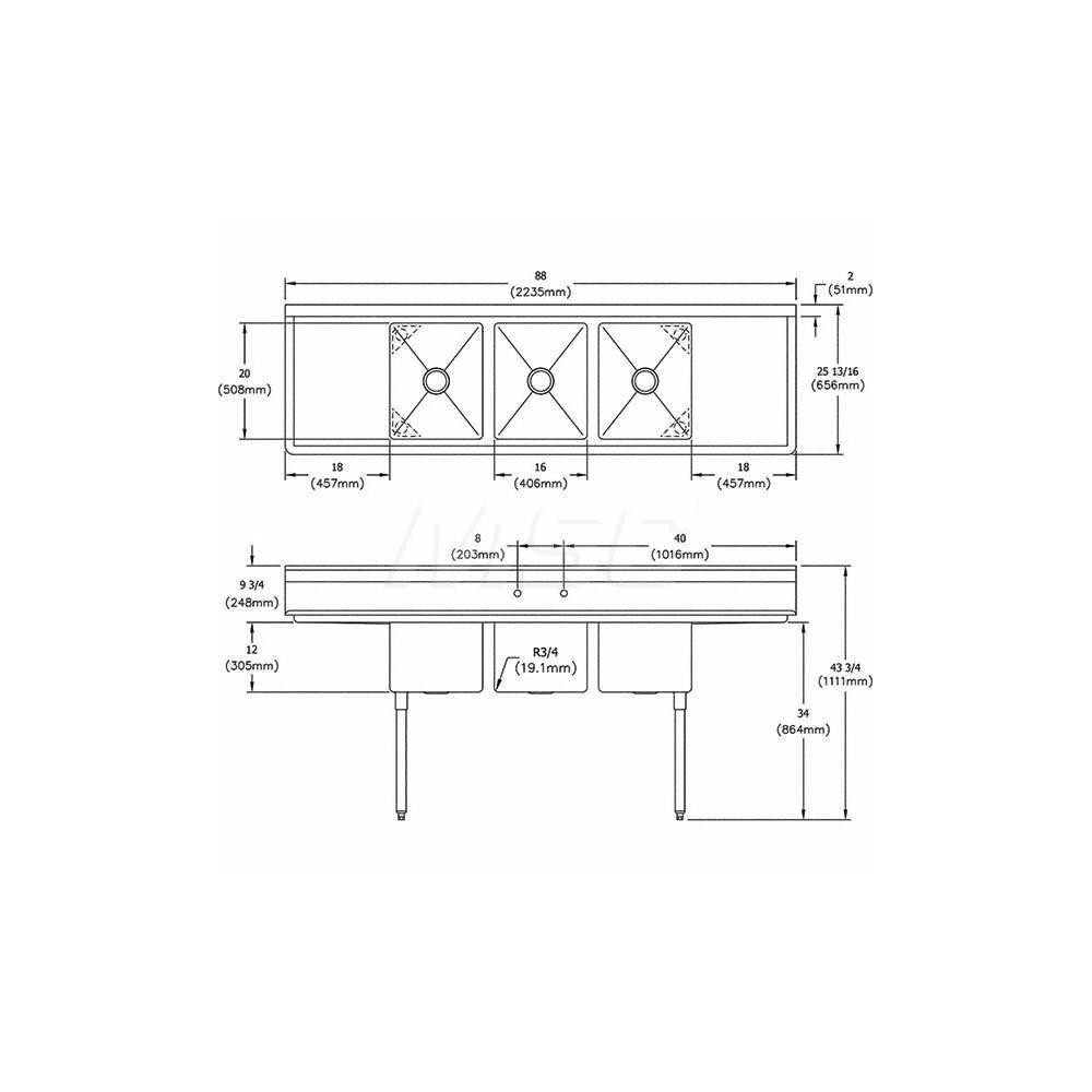 ELKAY? Scullery Sink 3 Stainless Steel 29995529 MSC Industrial