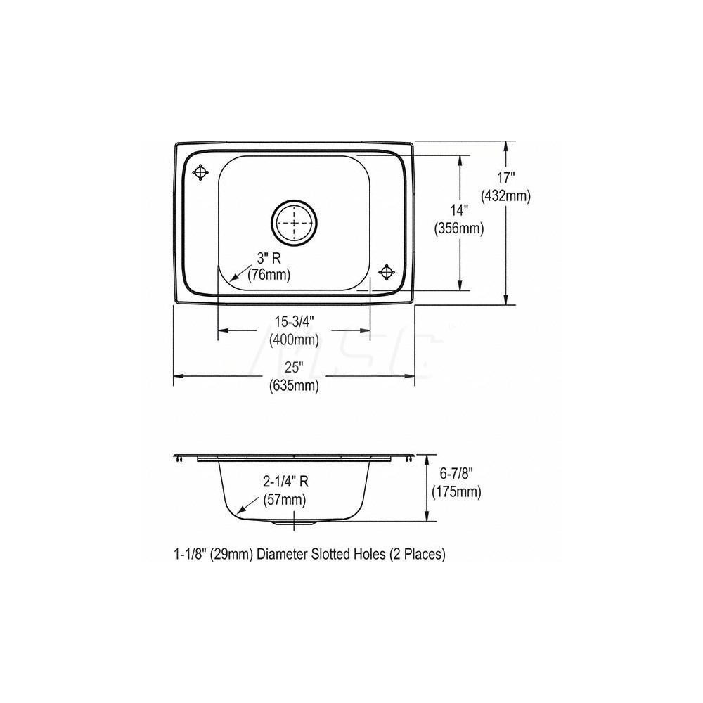 ELKAY Sinks; Type Drop In Sink ; Outside Length 25 (Inch); Outside Length 25.000 (Decimal