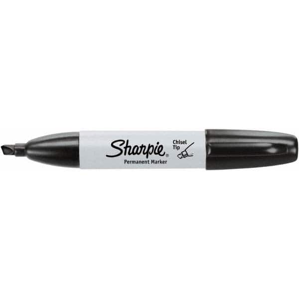 Sharpie® Permanent Markers, Chisel Tip, Black Ink, Pack Of 12 Markers