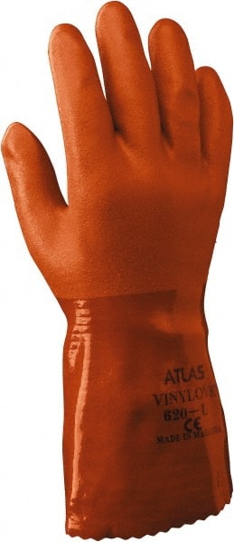 Chemical Resistant Gloves: 2X-Large, 18 mil Thick, Polyvinylchloride-Coated, Polyvinylchloride, Supported