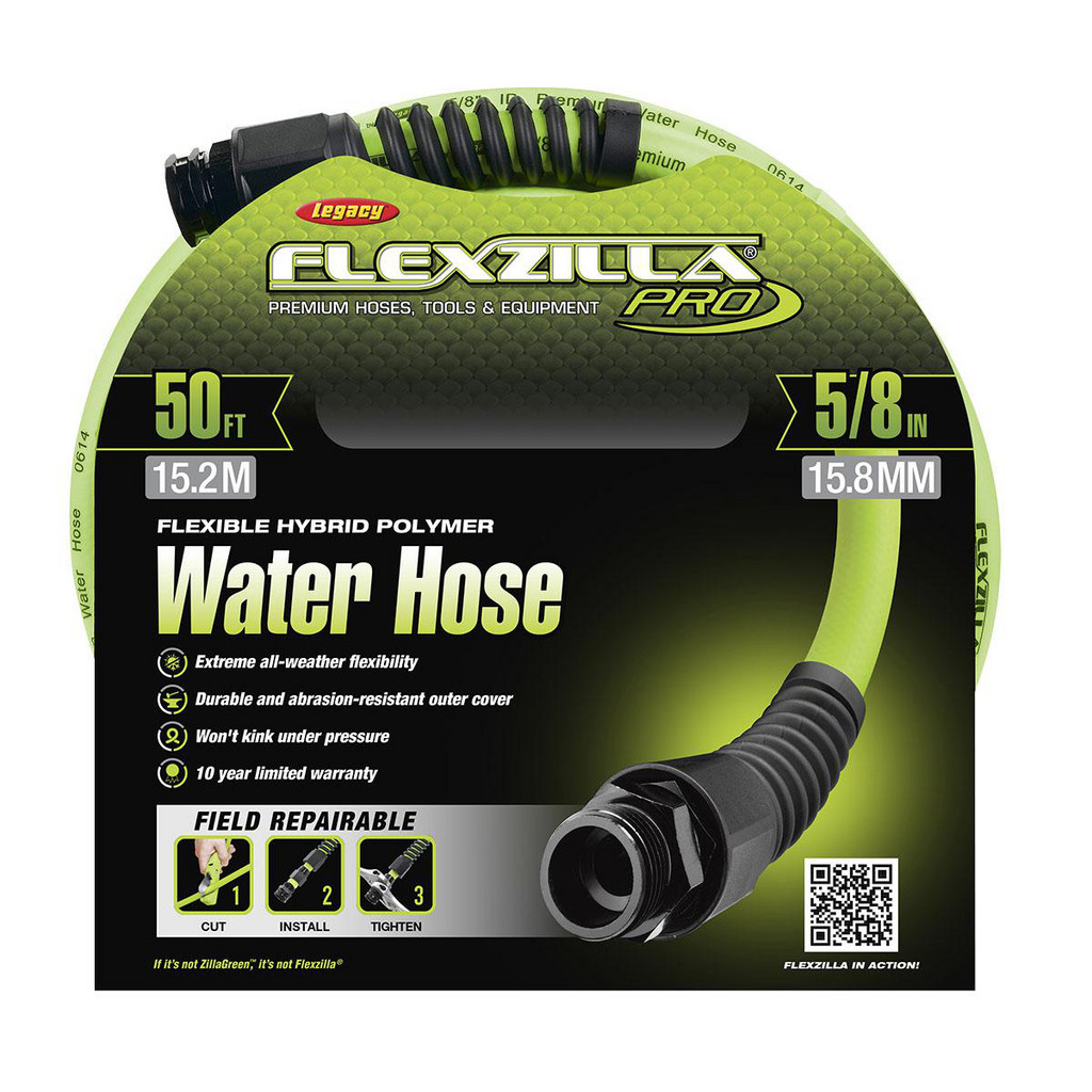 Flexzilla 5/8" X 75' Hybrid Garden Hose - All-Weather Flexible Hose With 3/4" GHT Fittings