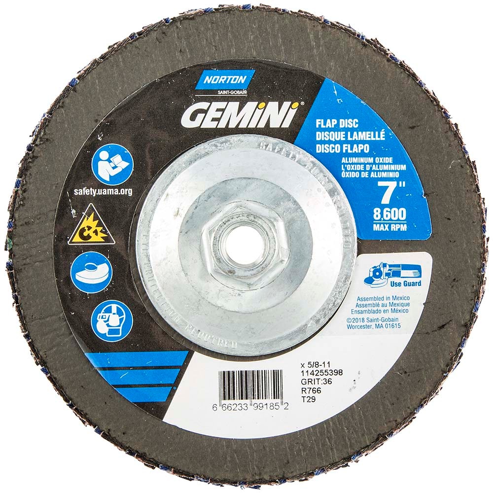 Norton 66623399185 Flap Disc: 5/8-11 Hole, 36 Grit, Ceramic Alumina, Type 29 Image