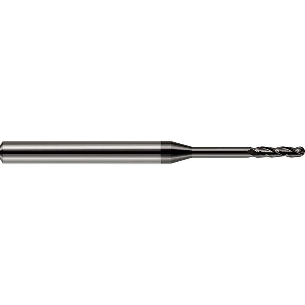 Ball End Mill: 0.50 mm Dia, 0.1000" LOC, 3 Flute, Solid Carbide