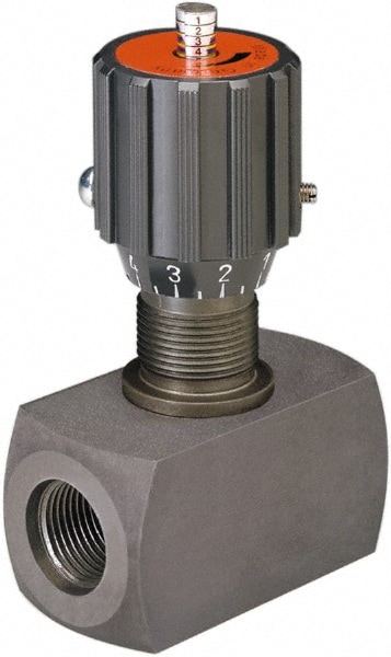 HYDAC 705022 Needle Valve: Straight, 1/4" Pipe, Carbon Steel Body, FKM Fluorocarbon Seal Image