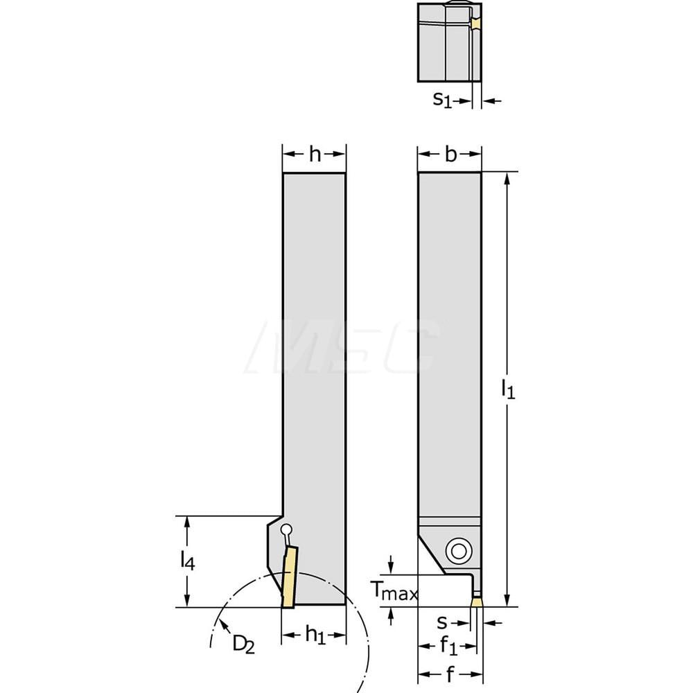 Indexable Grooving-Cutoff Toolholder: G1011.12R-3T21GX24, 3 to 3.18 mm  Groove Width, 21.01 mm Max Depth of Cut, Right Hand