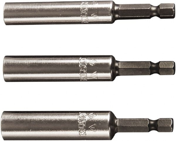Nut Driver Set: 3 Pc, 1/4 to 3/8", Solid Shaft
