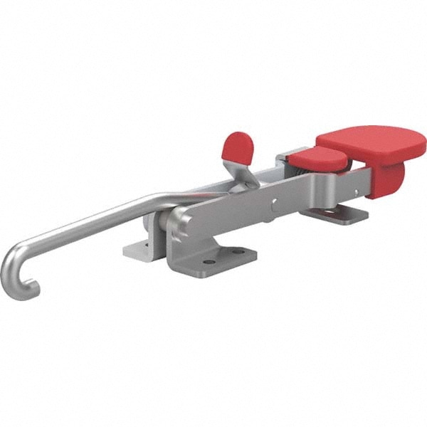 Pull-Action Latch Clamp: Horizontal, 375 lb, J-Hook, Flanged Base