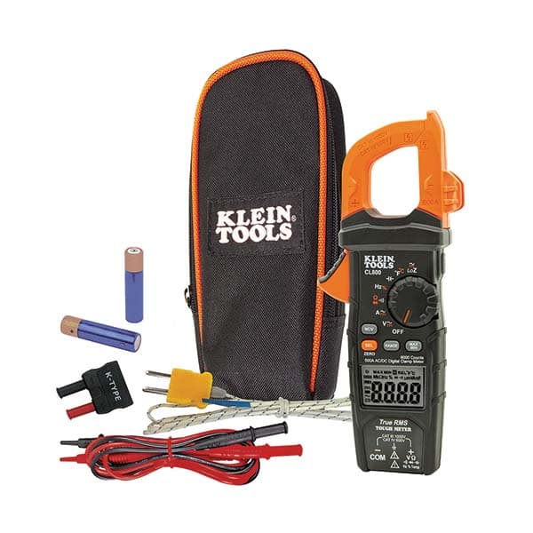 Klein Tools CL800 Auto Ranging Clamp Meter: CAT IV, 2" Jaw, Curved Jaw 