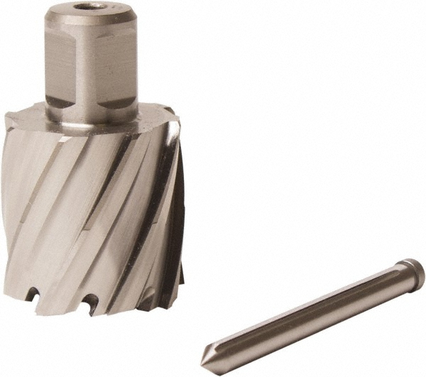 Annular Cutter: 1-9/16" Dia, 2" Depth of Cut, High Speed Steel - Bright/Uncoated