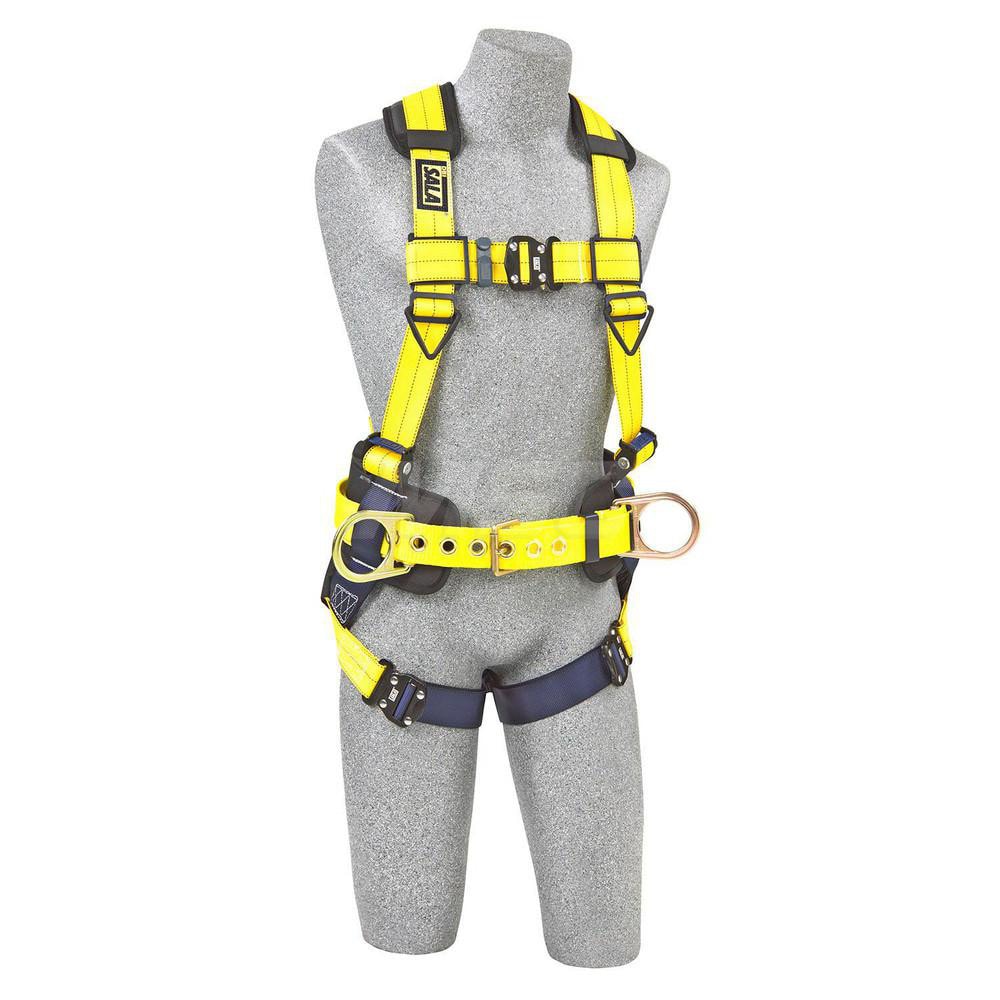 Fall Protection Harnesses: 420 Lb, Construction Style, Size Large, For Positioning, Polyester, Back & Side