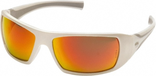 Safety Glass: Scratch-Resistant, Polycarbonate, Sky Red Mirror Lenses, Full-Framed, UV Protection