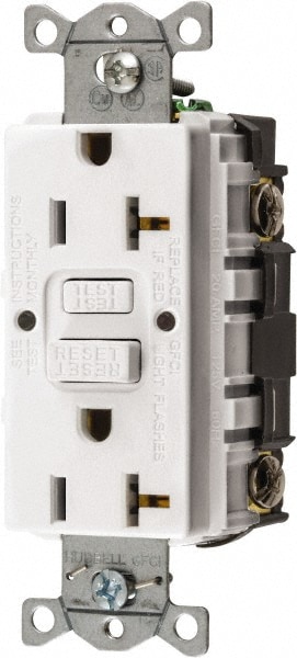 Hubbell Wiring Device-Kellems GFRST20W 1 Phase, 5-20R NEMA, 125 VAC, 20 Amp, GFCI Receptacle Image