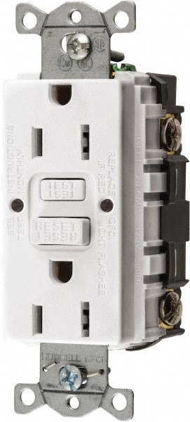 Hubbell Wiring Device-Kellems GFRST15W 1 Phase, 5-15R NEMA, 125 VAC, 15 Amp, GFCI Receptacle Image