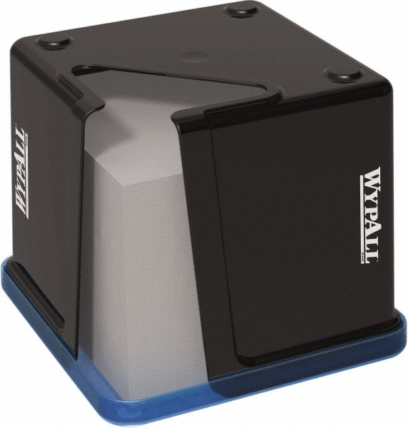 Wiper Quarterfold Dispenser, Black, Mountable & Tabletop, 8.75" x 8.75" x 7.5" - 7-1/2" High x 8-3/4" Wide 8-3/4" Deep, For WypAll X60, X70, X60, L40, L30 & L20, 33560, 44844, 44854, Includes Mounting Hardware