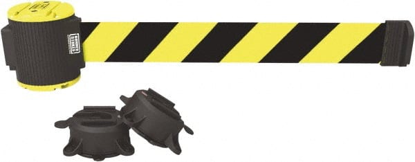 Banner Stakes MH5007 Magnetic-Mount Retractable Belt Barrier: Black & Yellow, 30 Belt Barrier Length 