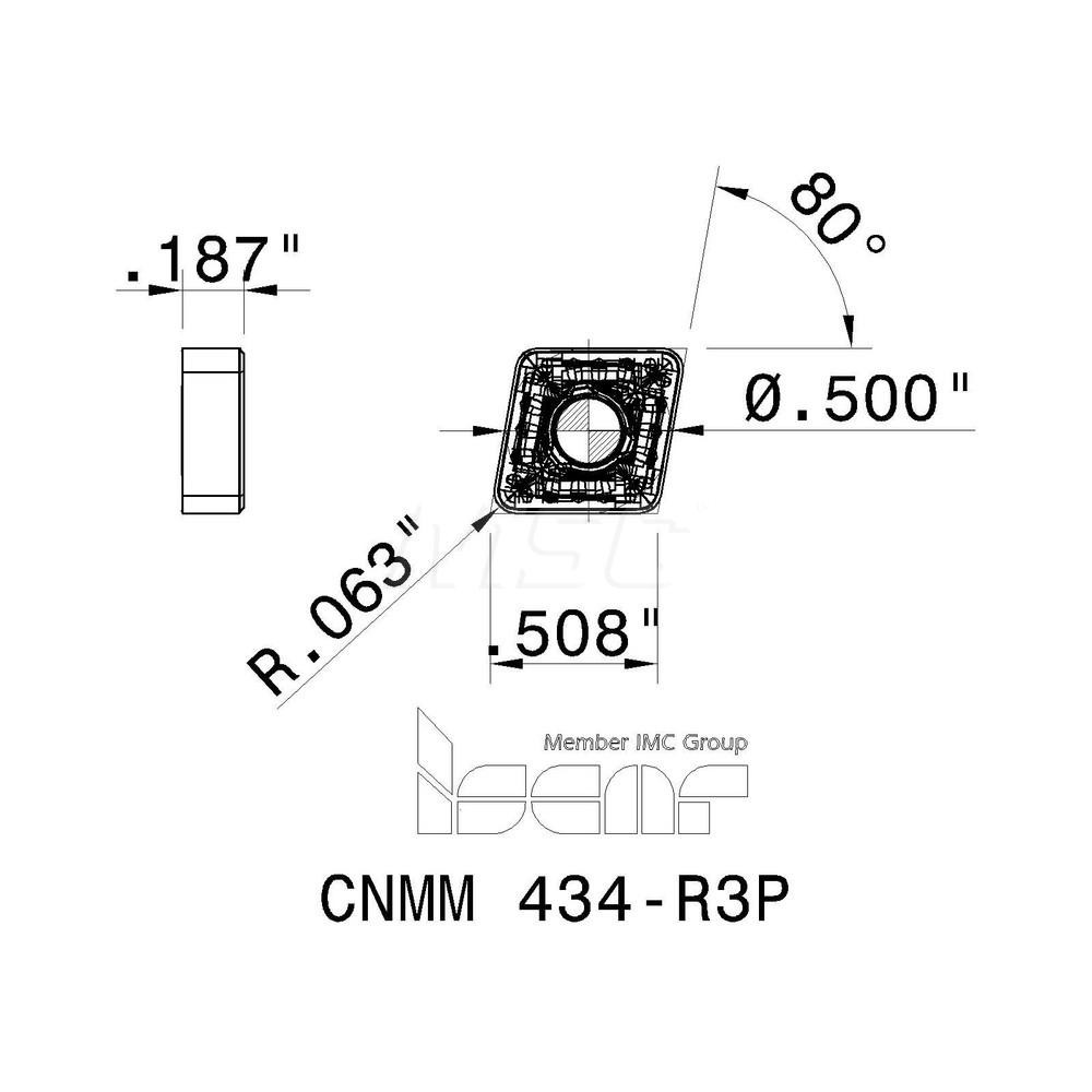 Iscar Turning Insert CNMM434R3P IC8250, Carbide MSC Industrial