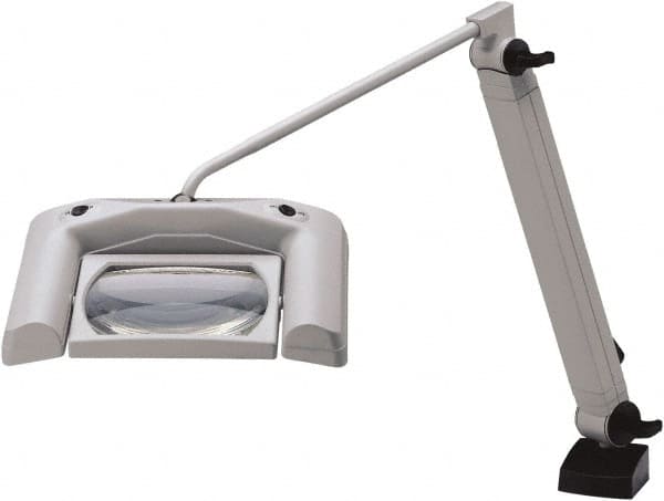 Task Light: LED, 35" Reach, Articulated Arm, Clamp-On, White