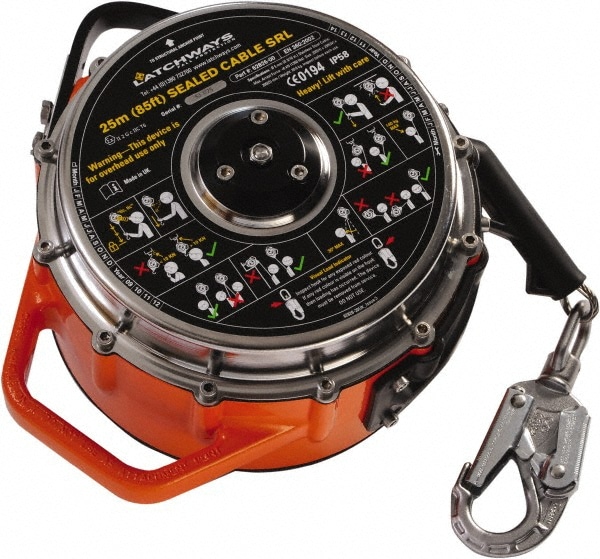 Self-Retracting Fall Limiter: 310 lb, 85' Line, Stainless Steel Swivel Connection