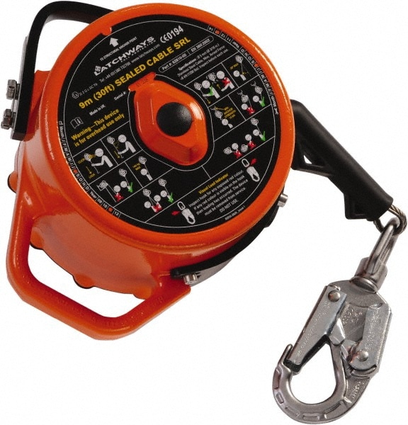 Self-Retracting Fall Limiter: 310 lb, 30' Line, Stainless Steel Swivel Connection