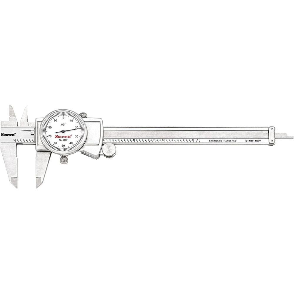 Dial Caliper: 6'' Range, 0.001'' Graduation, 0.1'' per Revolution