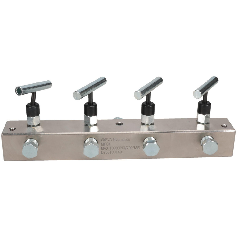 Photos - Tap / Valve / Fitting Value Collection Manifold: 3/8" Inlet, 3/8" Outlet, 4 Inlet Ports, 4 Outlet Ports, 12" OAL, 1.62" OAW, 4.13" OAH - Steel Bod