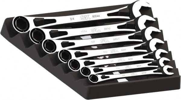 Ratcheting Combination Wrench & Ratcheting Combination Wrench Set: 7 Pc, 3/8 to 3/4" Wrench, Inch