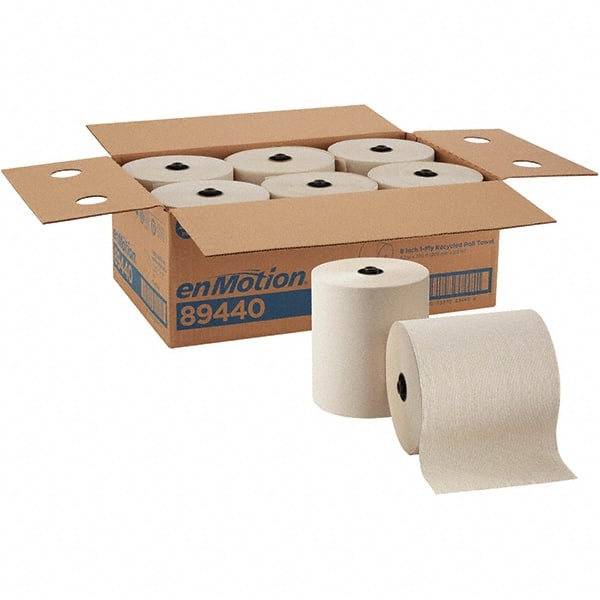Paper Towels: Hard Roll, 6 Rolls, Roll, 1 Ply, Recycled Fiber, Brown