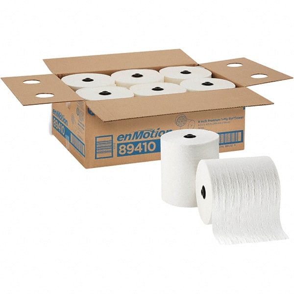 Pack of (6) 425' Hard Rolls of 1 Ply White Paper Towels