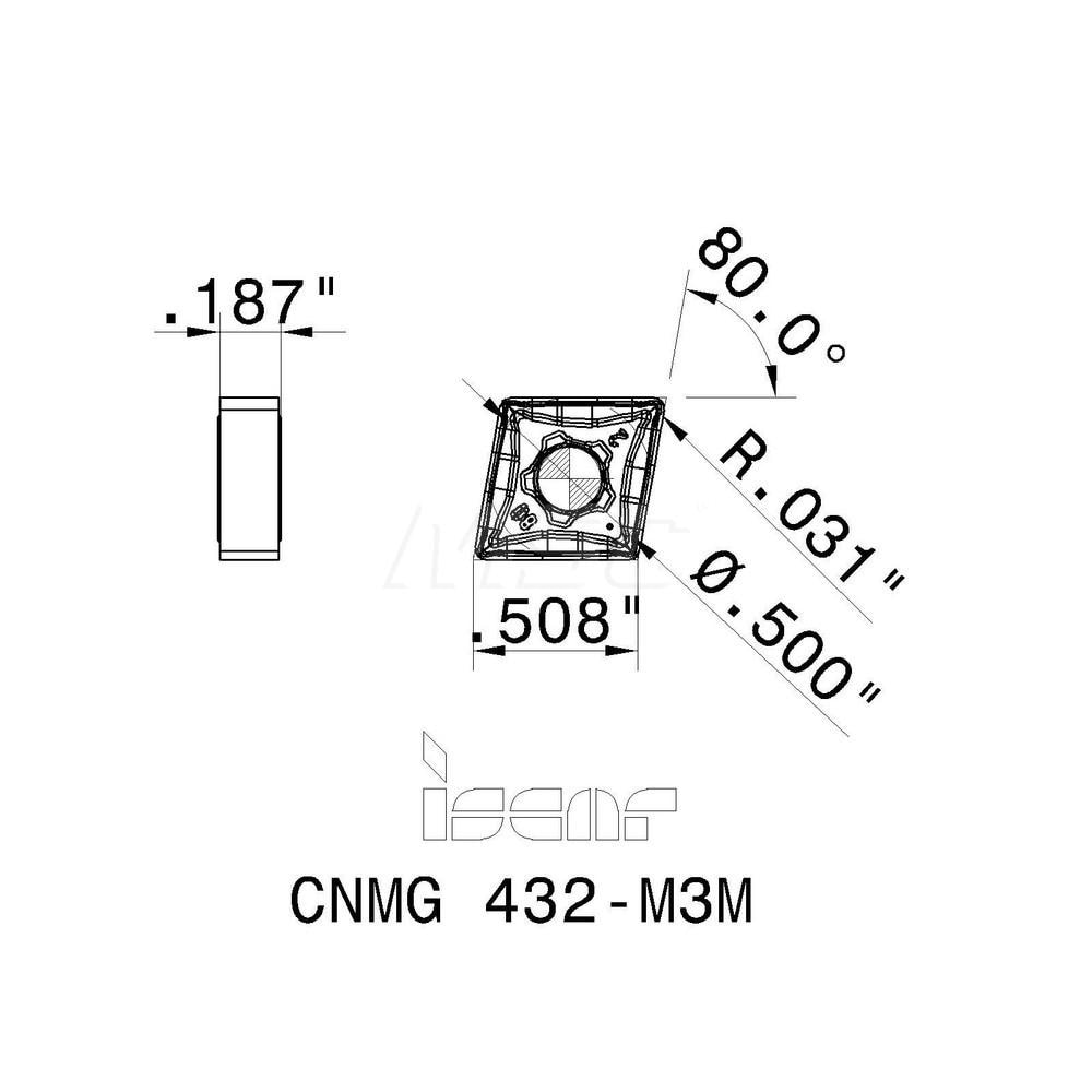 Iscar - Turning Insert: CNMG432-M3M IC806, Solid Carbide - TiAlN