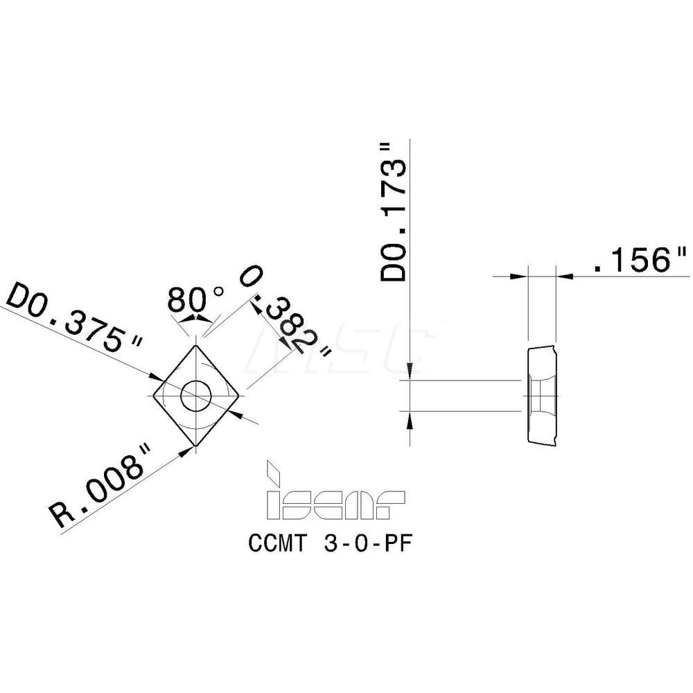 Iscar - Turning Insert: Ccmt3-0-pf Ic806, Carbide 