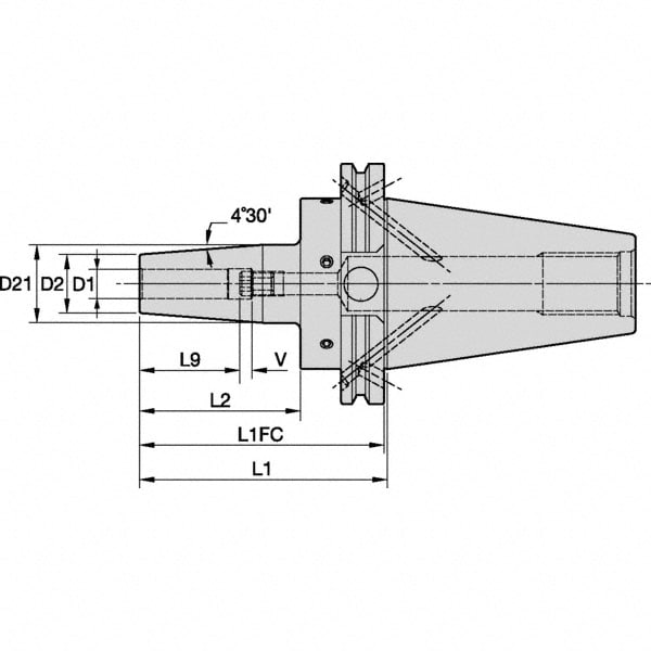 Kennametal 3860014 Shrink-Fit Tool Holder & Adapter: CVKV40 Taper Shank, 0.625" Hole Dia Image