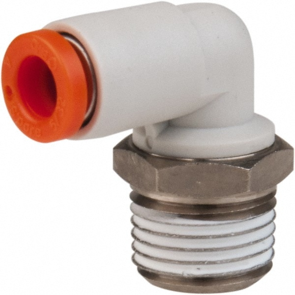 Push-to-Connect Tube Fitting: Male Elbow, 1/8" Thread, 1/8" OD