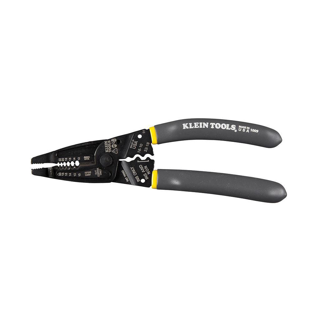 Wire Stripper: 20 AWG Solid & 22 AWG Stranded, 10 AWG Solid & 12 AWG Stranded Max Capacity - 197 mm OAL, Rubber Handle