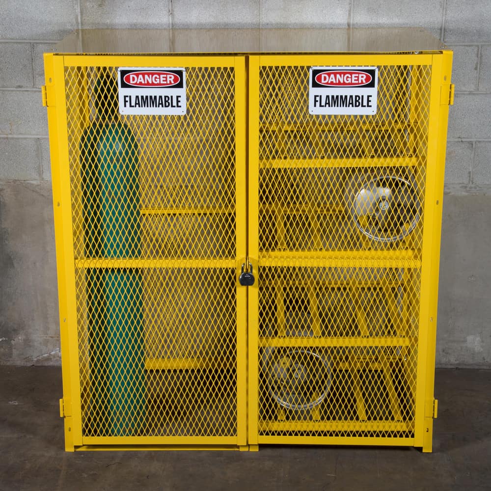 Gas Cylinder Steel Storage Cabinet: 60" Wide, 33-1/2" Deep, 65" High