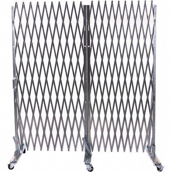 Portable Traffic Control Gate: 102" High, 12' Wide, Steel Frame, Silver